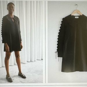 & Other Stories Scalloped Mini Dress; black, size 8